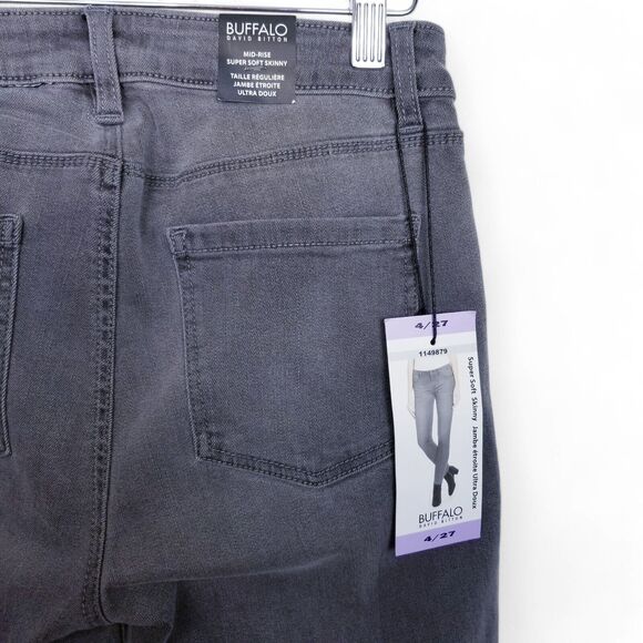 BUFFALO DAVID BITTON Jeans 1149879 Mid Rise Super Soft Skinny Gray Size 4/27 - Picture 8 of 12